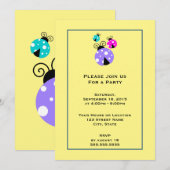 3 Ladybugs in Paarse roze en blauwe generische par Kaart (Voorkant / Achterkant)