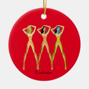 3 langbenige dames Staande Thunder_Cove Keramisch Ornament