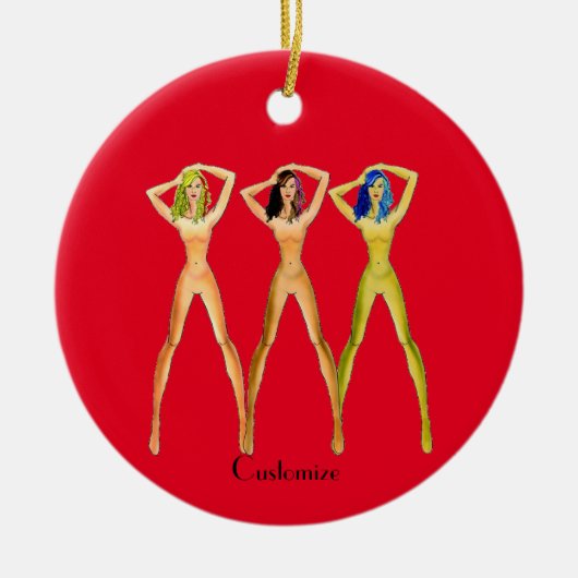 3 langbenige dames Staande Thunder_Cove Keramisch Ornament (Voorkant)