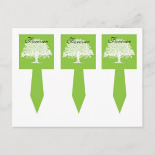 3 Lente Boom Groen/Wit Bruiloft Cup Cake Picks Briefkaart