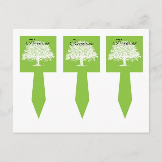 3 Lente Boom Groen/Wit Bruiloft Cup Cake Picks Briefkaart (Voorkant)
