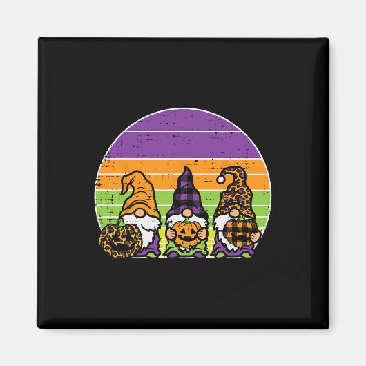 3 Leopard Pset Gnomen Pumpkin Retro Halloween Cos. Magneet (Voorkant)