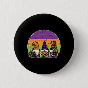 3 Leopard Pset Gnomen Pumpkin Retro Halloween Cos. Ronde Button 5,7 Cm