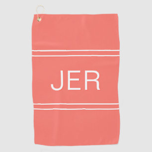 3 Letter Beginletter Geborduurd Koraal Kleuren Gol Golfhanddoek