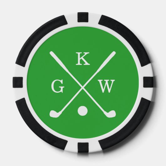 3-letter golfclubs Groen Monogram Poker Chips (Voorkant)