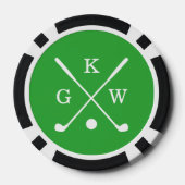 3-letter golfclubs Groen Monogram Poker Chips (Achterkant)