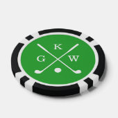 3-letter golfclubs Groen Monogram Poker Chips (Enkel)