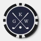 3-letter golfclubs Navy Blue Monogram Poker Chips (Voorkant)