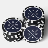 3-letter golfclubs Navy Blue Monogram Poker Chips (Opstapeling)