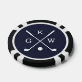 3-letter golfclubs Navy Blue Monogram Poker Chips (Enkel)