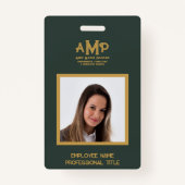 3-letter gouden monogram Logo op donkergroen Badge (Voorkant)