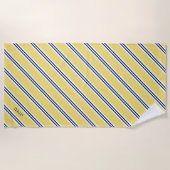 3-Letter Monogram Geel en Blauw Stripes Strandlaken (Voorkant)
