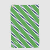 3-Letter Monogram groen en blauwe strepen Golfhanddoek (Voorkant)
