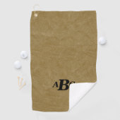 3 Letter Monogram Initiaal beige bruin leder Kijk Golfhanddoek (Insitu)