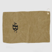 3 Letter Monogram Initiaal beige bruin leder Kijk Golfhanddoek (Horizontaal)
