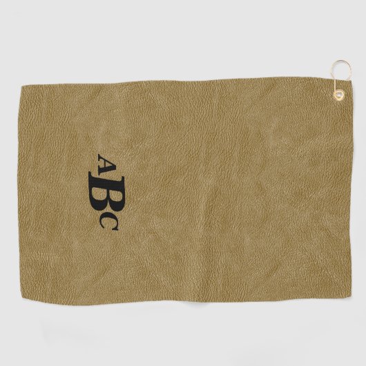 3 Letter Monogram Initiaal beige bruin leder Kijk  Golfhanddoek (Horizontaal)