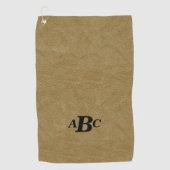 3 Letter Monogram Initiaal beige bruin leder Kijk Golfhanddoek (Voorkant)
