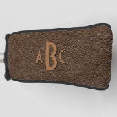 3 Letter Monogram Initiaal beige bruin leder Kijk  Golfheadcover (Voorkant)
