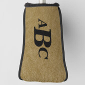 3 Letter Monogram Initiaal beige bruin leder Kijk Golfheadcover (Draai 90)