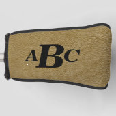 3 Letter Monogram Initiaal beige bruin leder Kijk Golfheadcover (Voorkant)