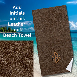 3 Letter Monogram Initiaal beige bruin leder Kijk  Strandlaken