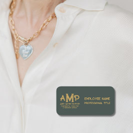 3 Letter Monogram Large Green Gold Employee Naamplaatje