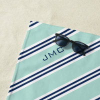 3-letter monogram munt en blauwe strepen