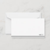 3 Letter Monogram zwart wit gestreept minimalistis Notitiekaartje (Voorkant)