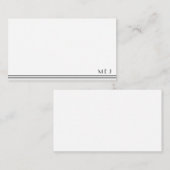 3 Letter Monogram zwart wit gestreept minimalistis Notitiekaartje (Voorkant / Achterkant)