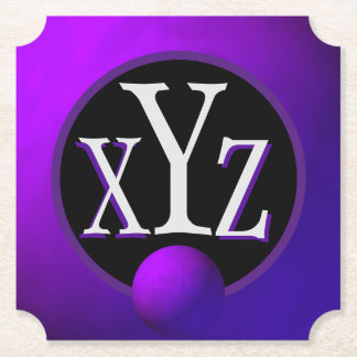 3 Letter Monogramed Deep Paars Metallic Kartonnen Onderzetters