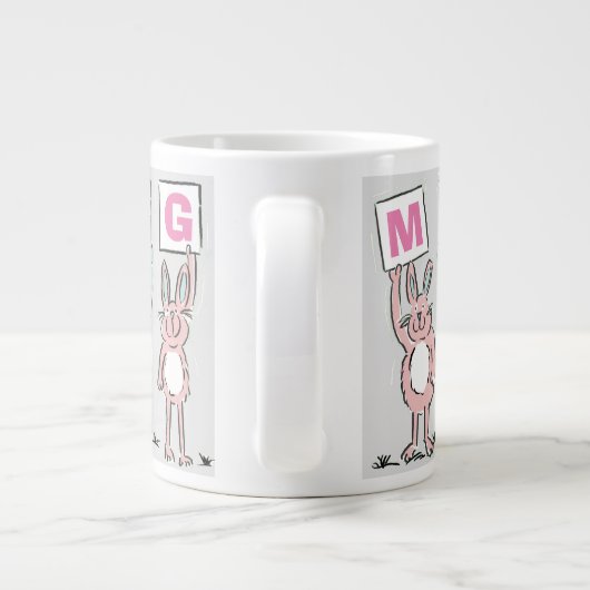 3 Letter-naam Fun Rabbits Design Grote Koffiekop (Achterkant)