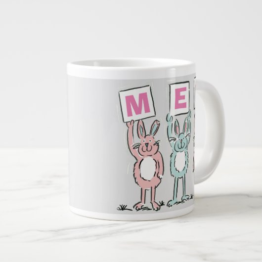 3 Letter-naam Fun Rabbits Design Grote Koffiekop (Voorkant rechts)