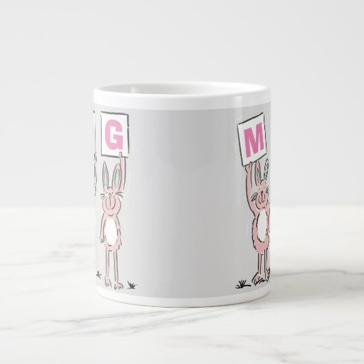 3 Letter-naam Fun Rabbits Design Grote Koffiekop (Voorkant)