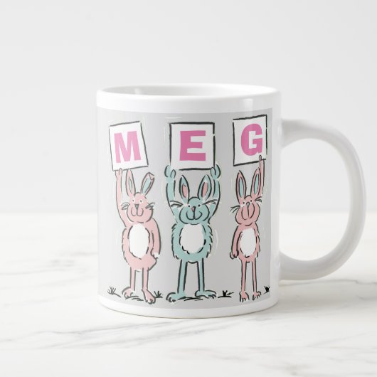 3 Letter-naam Fun Rabbits Design Grote Koffiekop (Rechts)