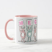 3 Letter-naam Fun Rabbits Design Mok (Links)