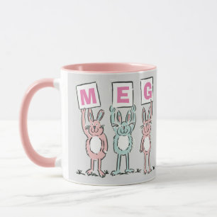 3 Letter-naam Fun Rabbits Design Mok