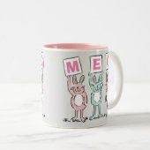 3 Letter-naam Fun Rabbits Design Tweekleurige Koffiemok (Voorkant rechts)