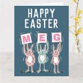 3 Letter-naam Happy Easter Kaart (Gele Bloem)