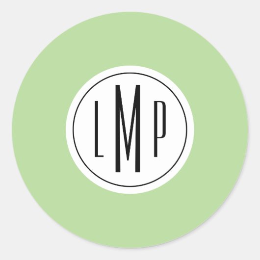 3-letterige monogram sjabloon ronde sticker (Voorkant)