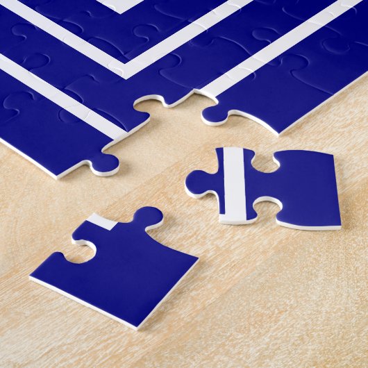 3 Lijst Monogram | Navy Blue en White Legpuzzel (Zijkant)