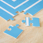 3 Lijst Monogram | Sky Blue & White Legpuzzel (Zijkant)