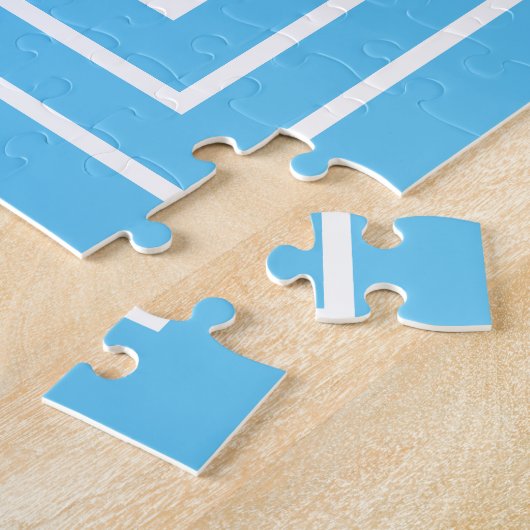 3 Lijst Monogram | Sky Blue & White Legpuzzel (Zijkant)