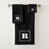 3 Lijst Monogram | Zwart-wit Bad Handdoek (Insitu)