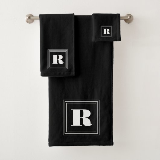 3 Lijst Monogram | Zwart-wit Bad Handdoek (Insitu)