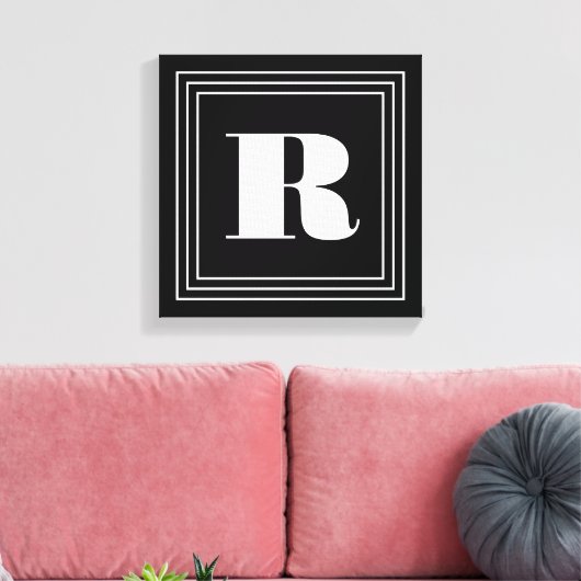 3 Lijst Monogram | Zwart-wit Canvas Afdruk (Insitu (Woonkamer))