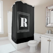 3 Lijst Monogram | Zwart-wit Douchegordijn (In situ)