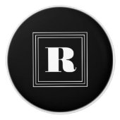 3 Lijst Monogram | Zwart-wit Keramische Knop (Voorkant)