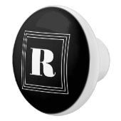 3 Lijst Monogram | Zwart-wit Keramische Knop (Rechts)