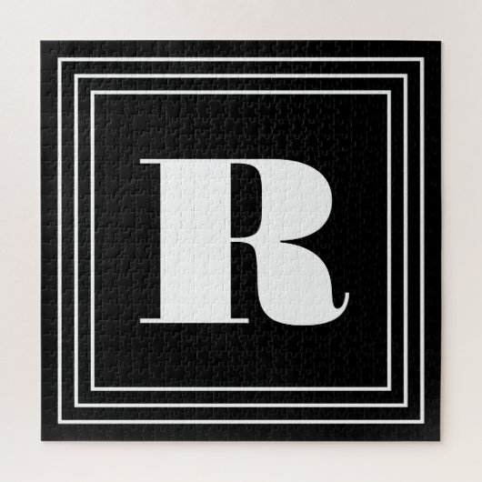 3 Lijst Monogram | Zwart-wit Legpuzzel (Verticaal)