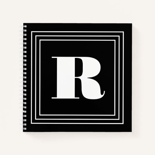 3 Lijst Monogram | Zwart-wit Notitieboek (Voorkant)